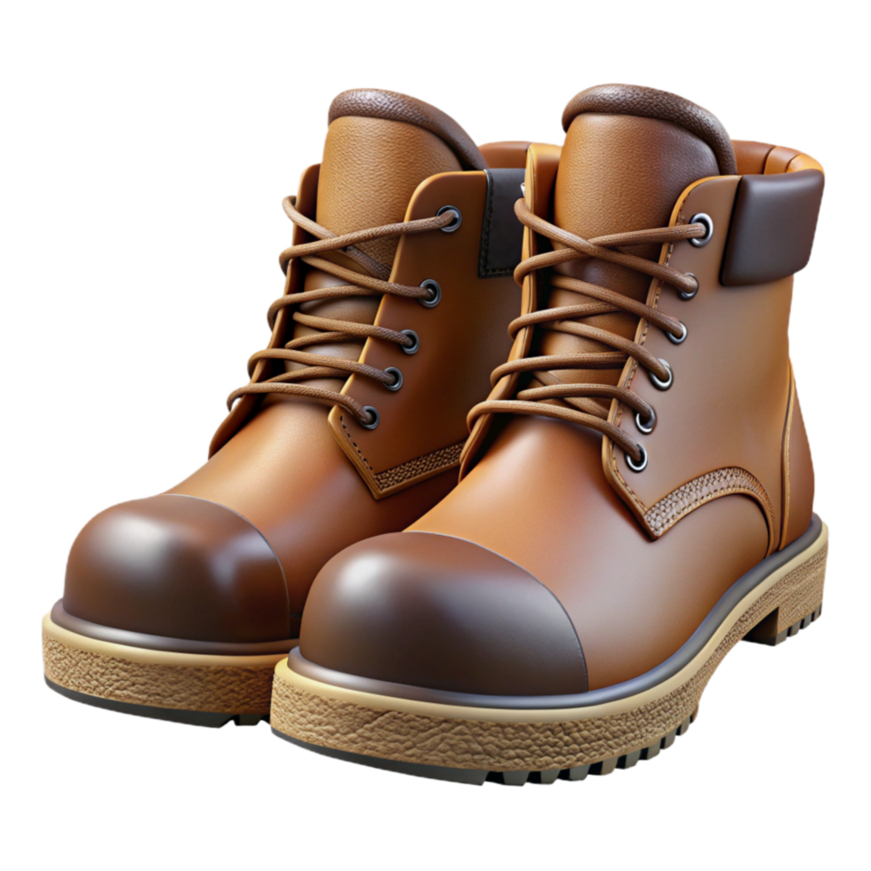 stunning artistic Work Boots Leather Brown Transparent Background premium png