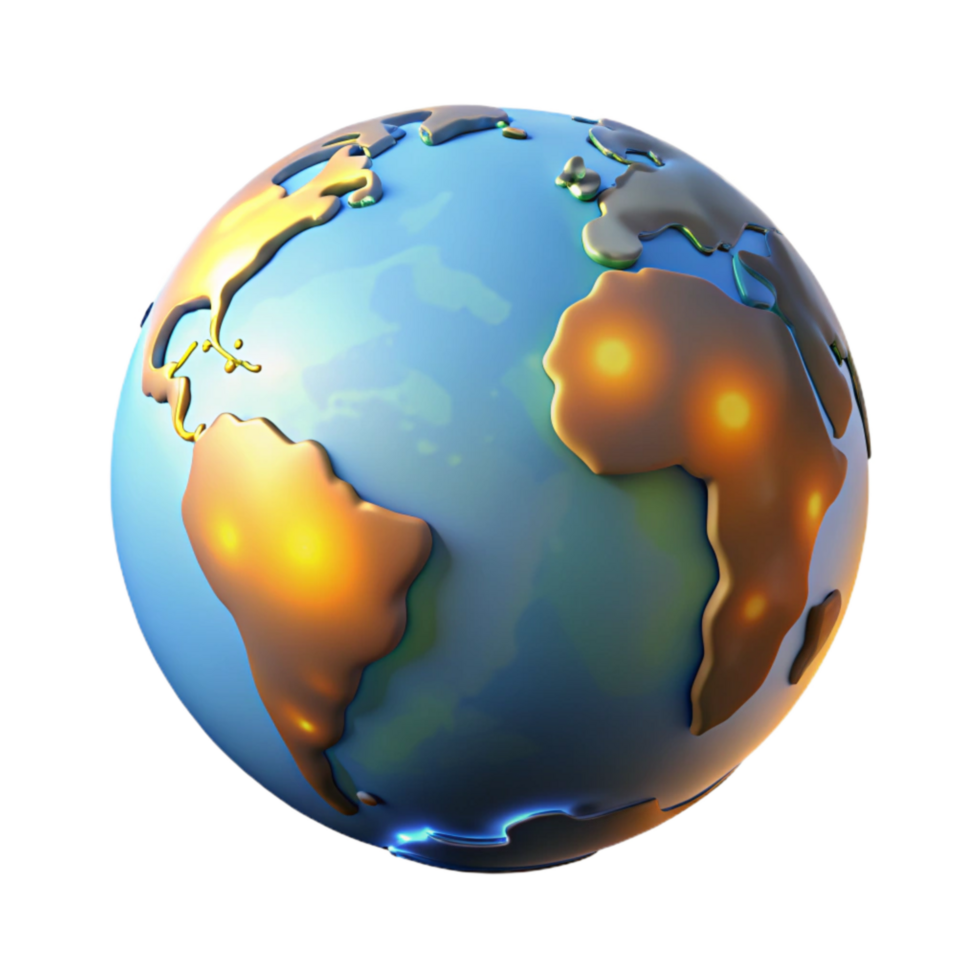 wonderful artistic Globe with Glowing Continents Isolated Element premium png