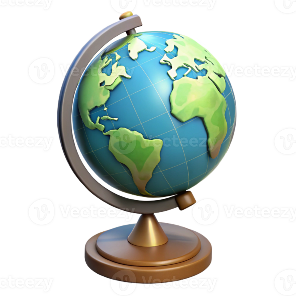 dramatic creative Globe with Stand Side View Transparent Background professional png