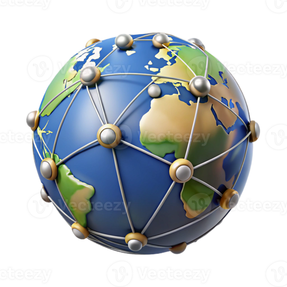 impressive minimalist Globe with Network Connections Isolated Graphic exclusive png