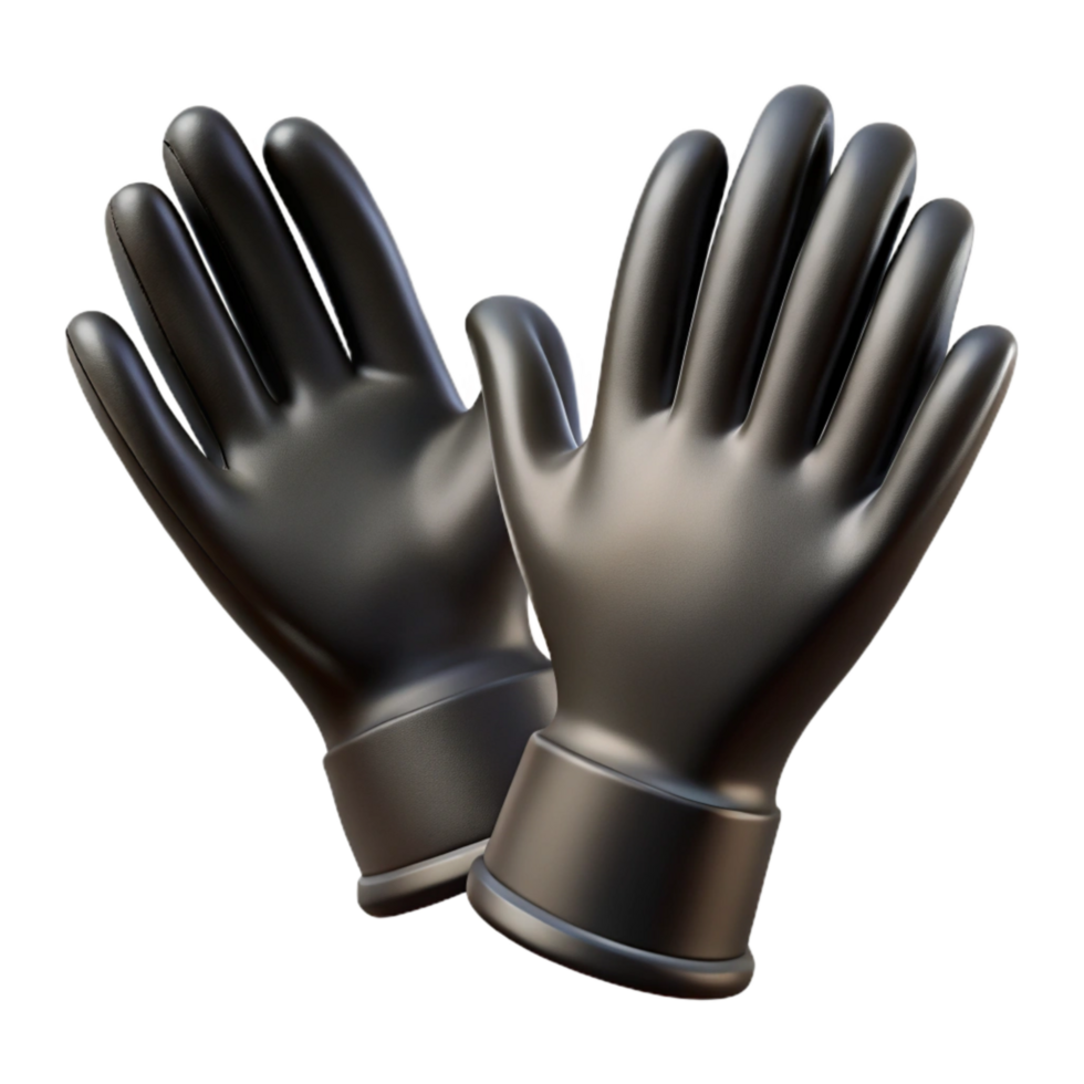 serene minimalist Gloves Pair Black Rubber Isolated Element detailed png