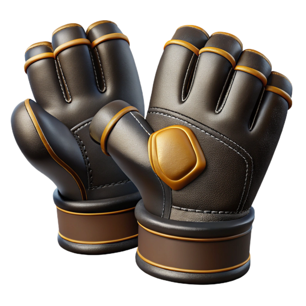 dramatic creative Workout Gloves Black Leather Isolated Cutout detailed png