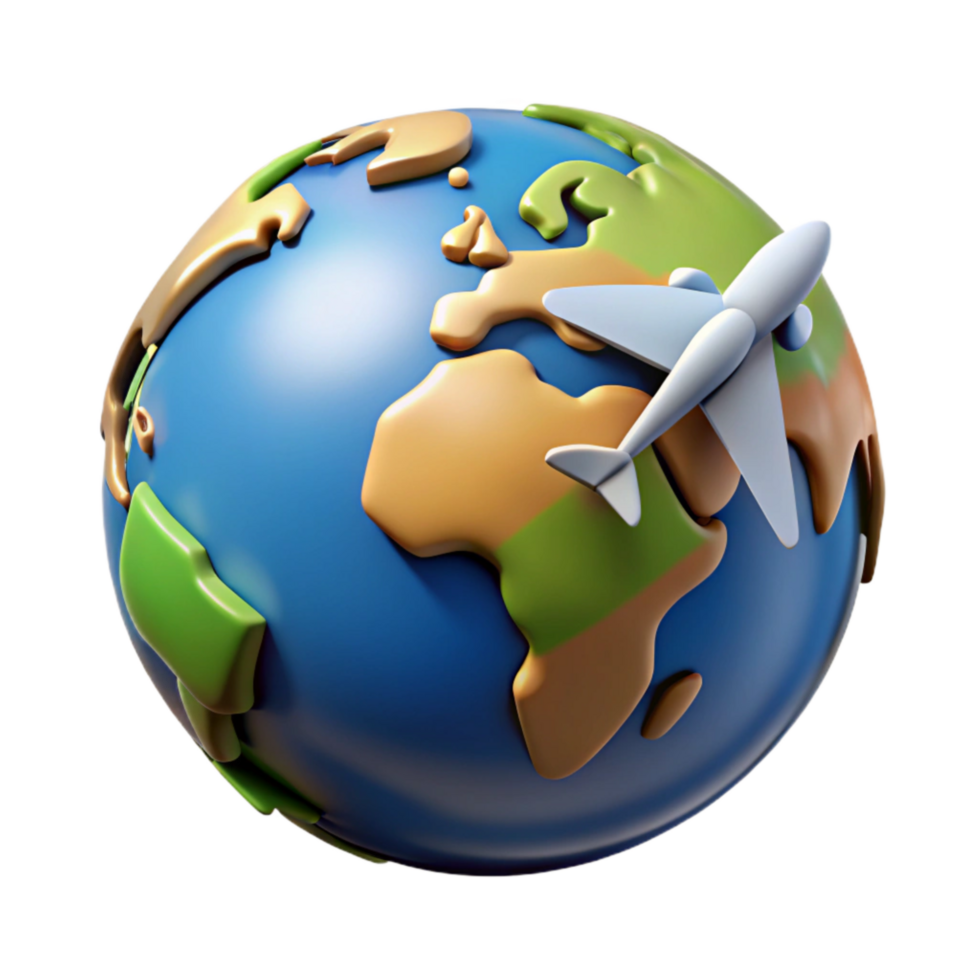 beautiful artistic World Globe with Airplane Travel Concept Isolated png