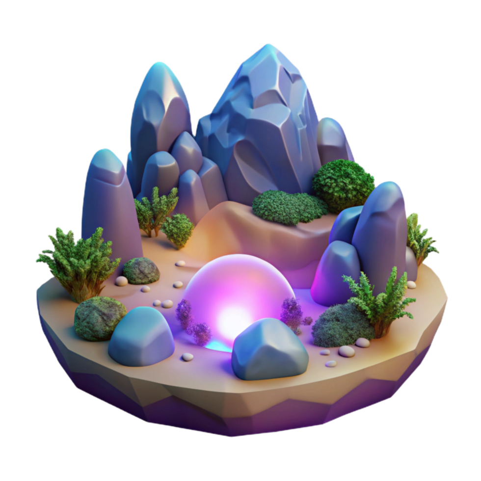 wonderful vintage Glowing Virtual Landscape Cutout Element high quality png