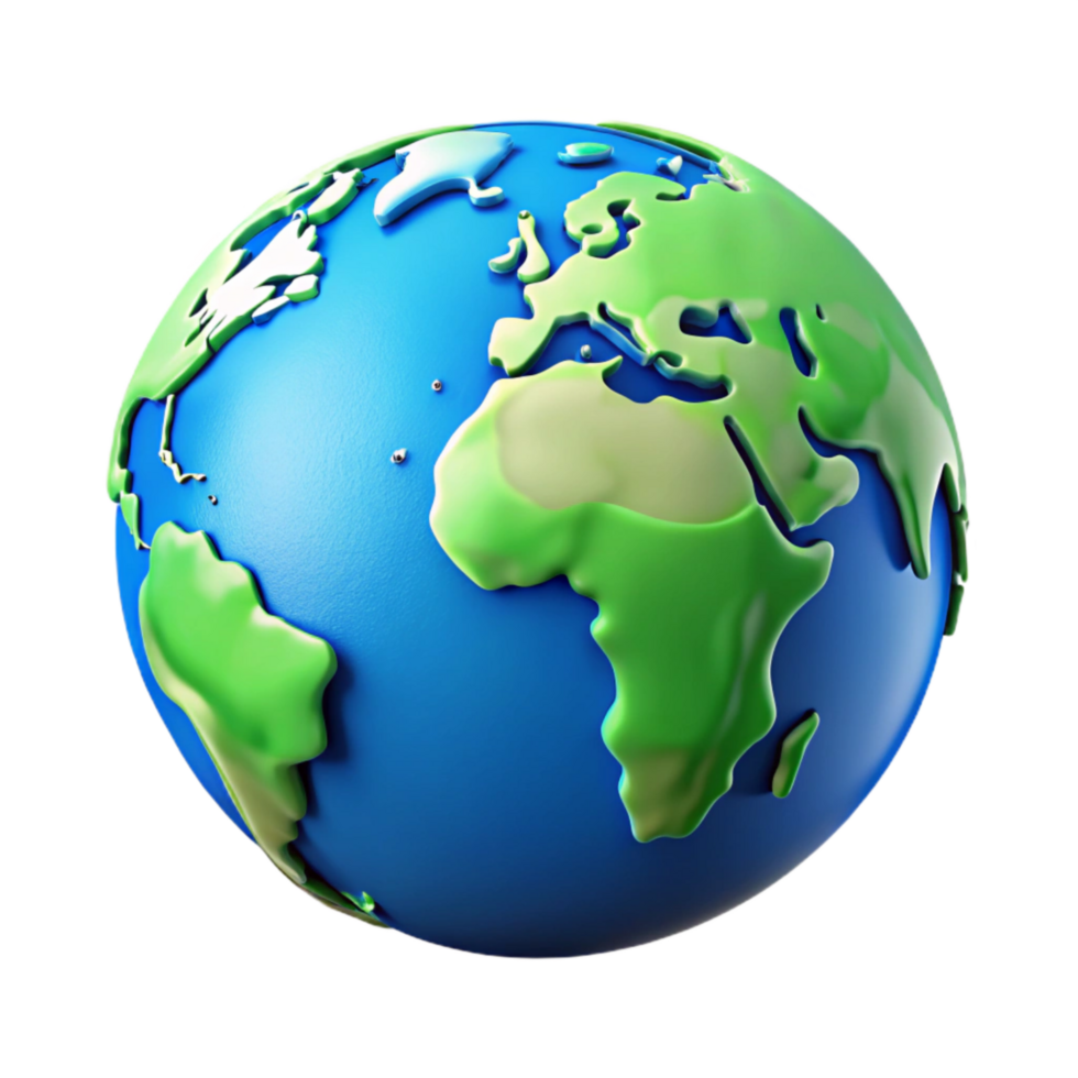 stunning contemporary World Map Continents Oceans Blue Green Isolated professional png