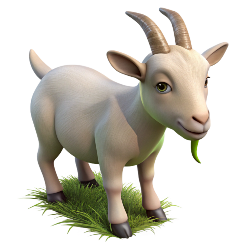 elegant rustic Goat Eating Grass Isolated Close Up exclusive png