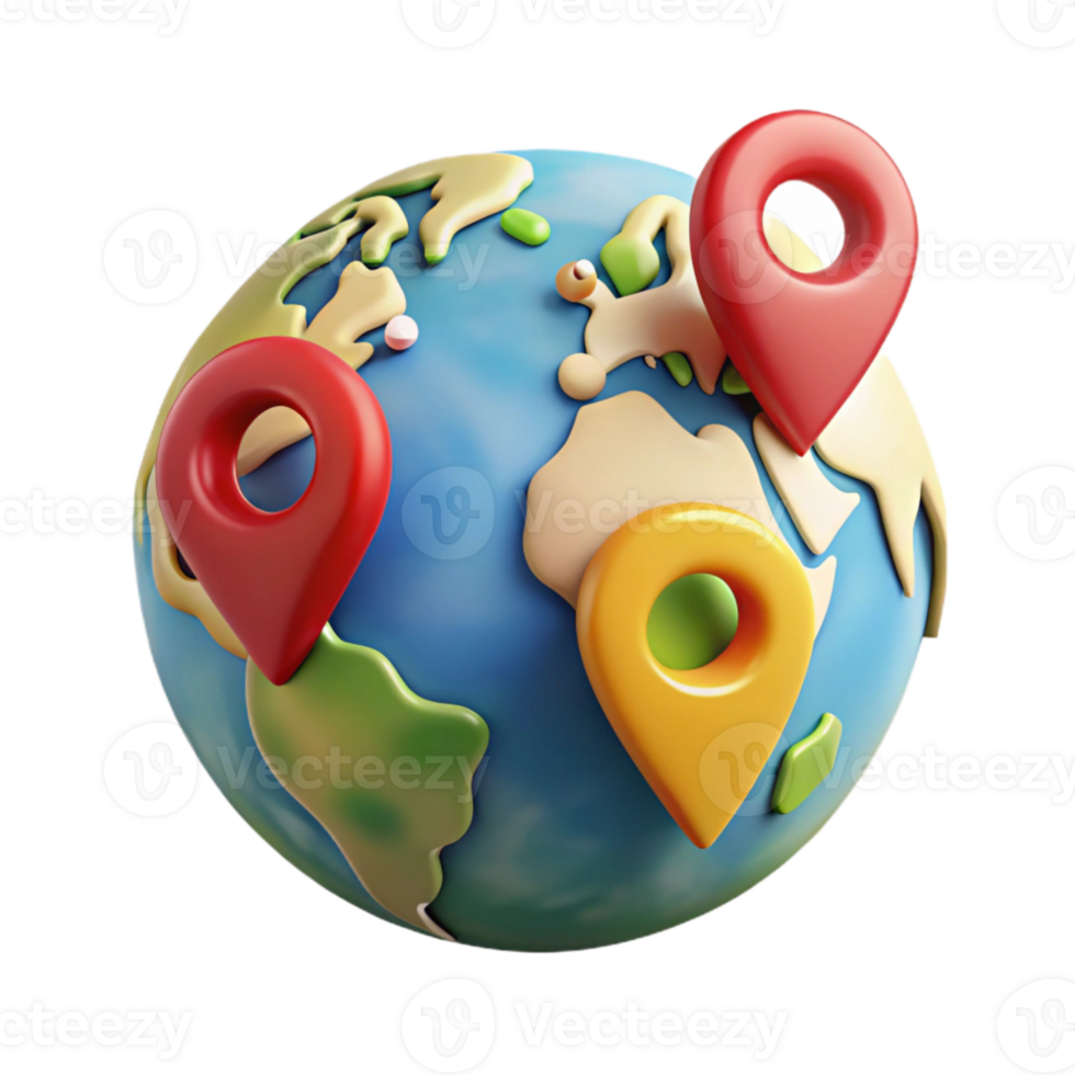 wonderful modern World Map with Pins Isolated Element high resolution png