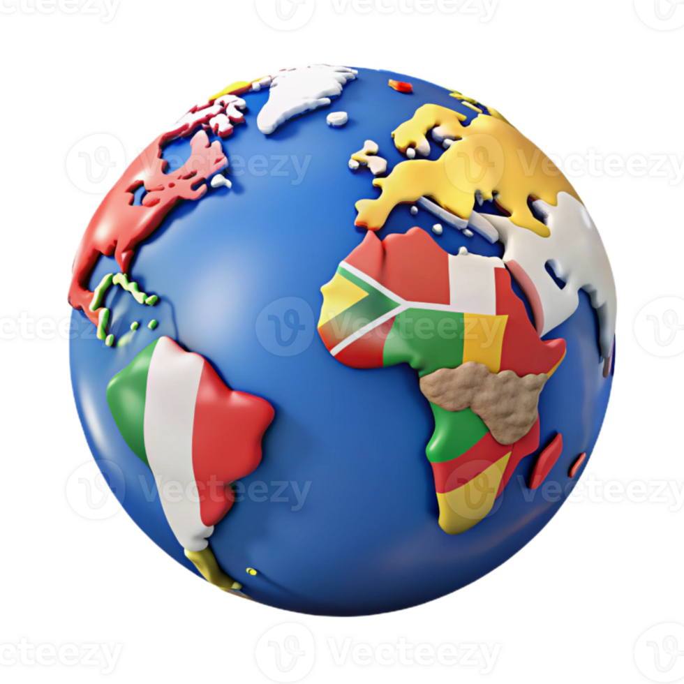 elegant classic World Map with Flags Isolated on White exclusive png