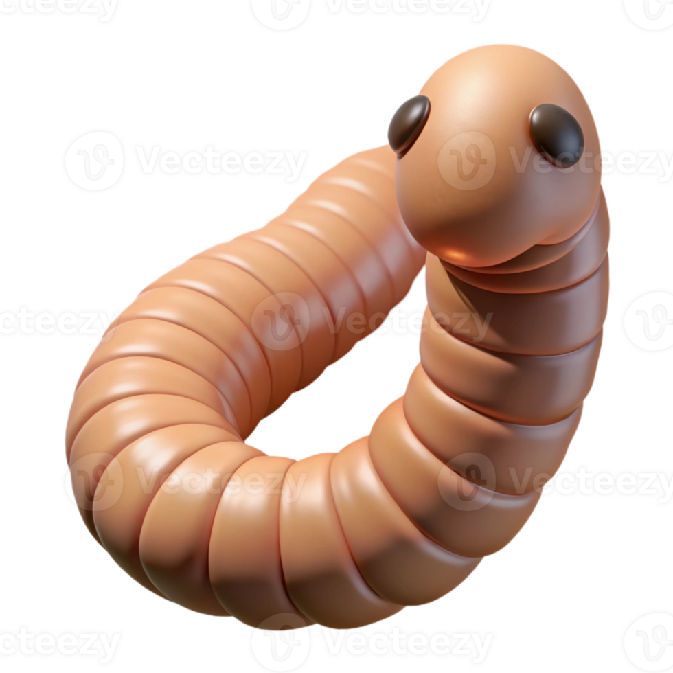 dramatic modern Worm Crawling on Ground Detailed View Transparent Background png