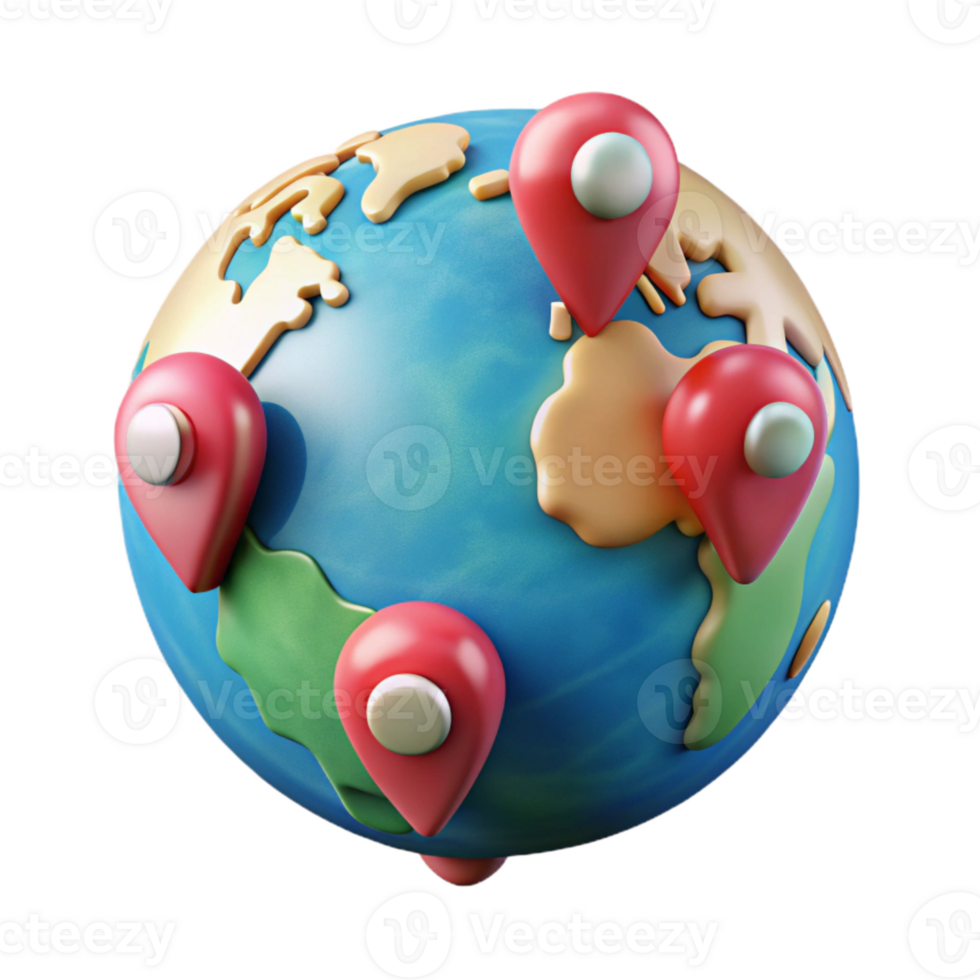 stunning abstract World Map with Pins Isolated Element exclusive png