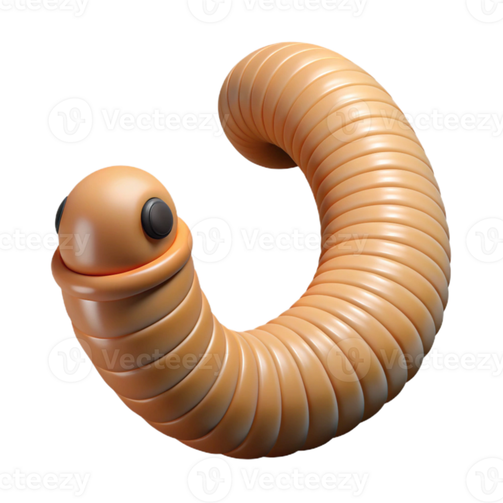 beautiful traditional Worm Crawling on Ground Detailed View Transparent Background exclusive png