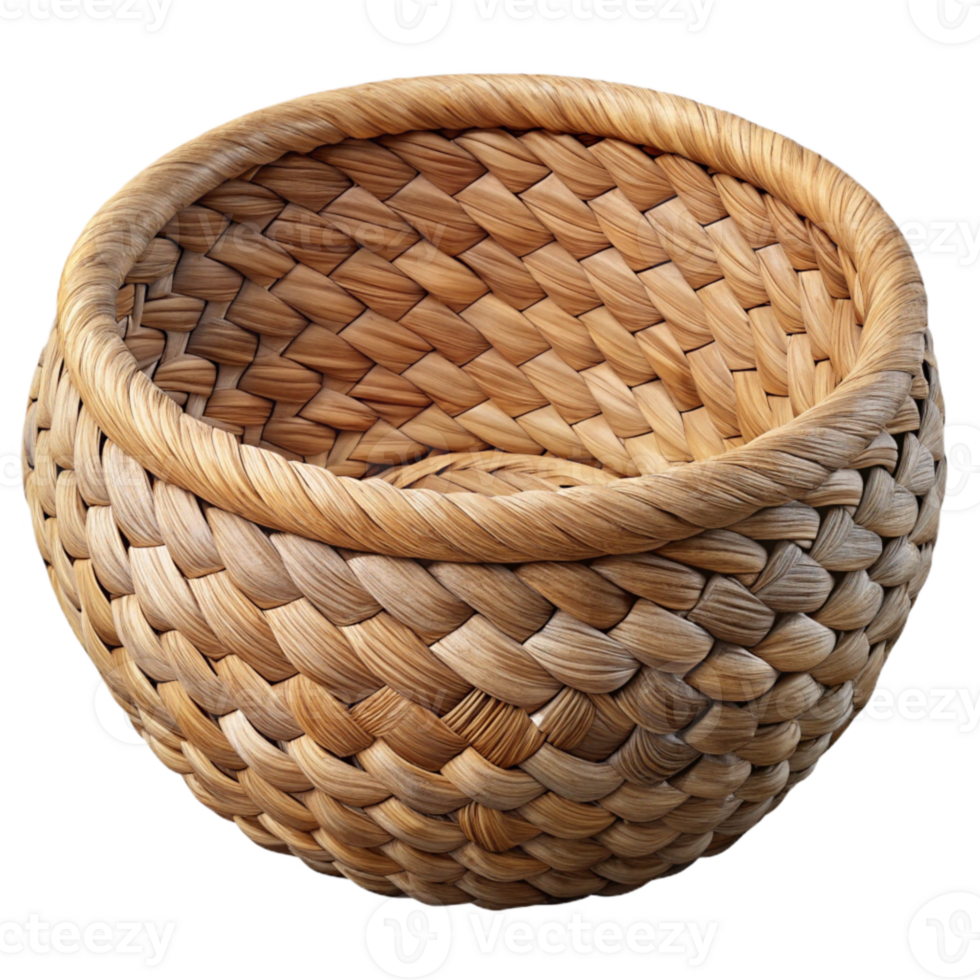 wonderful creative Woven Basket Round Shape Natural Fibers Transparent Background premium png