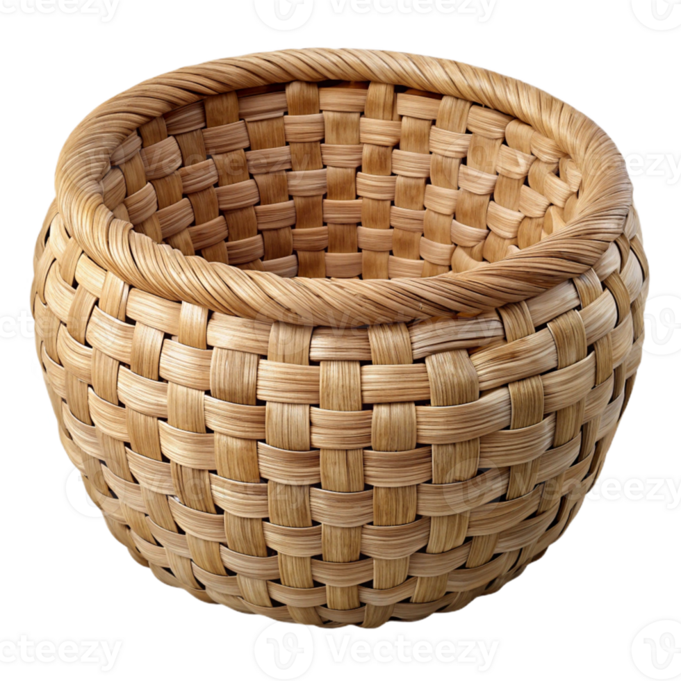 vibrant creative Woven Basket Round Shape Natural Fibers Transparent Background authentic png