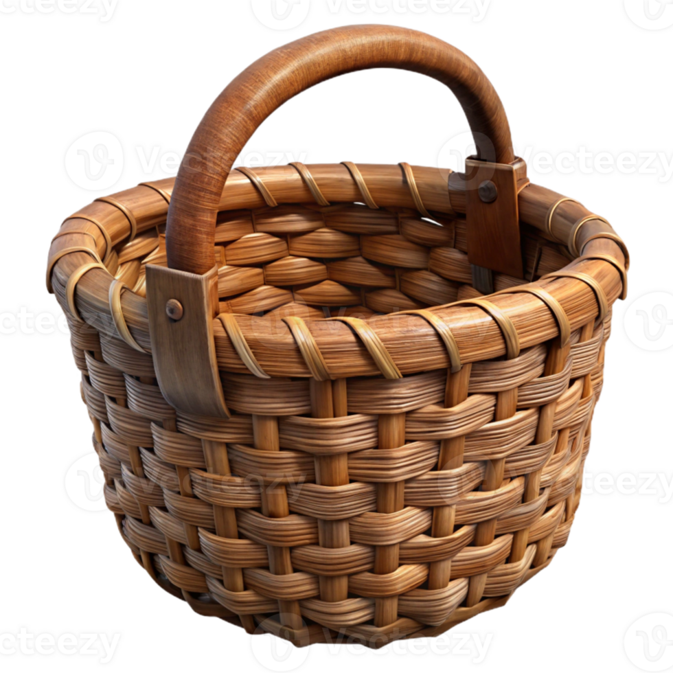 dramatic creative Woven Basket Rustic Style Brown Tone Transparent Background high resolution png
