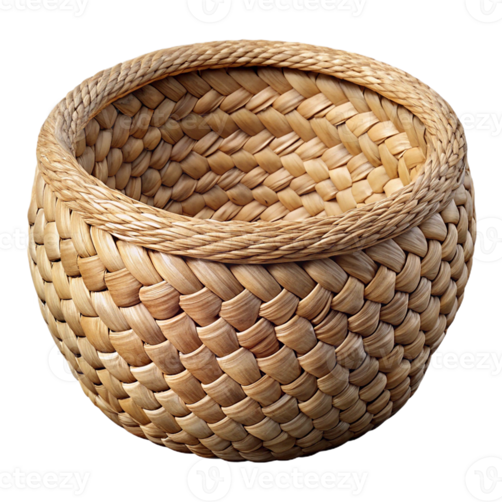 magnificent modern Woven Basket Round Shape Natural Fibers Transparent Background png
