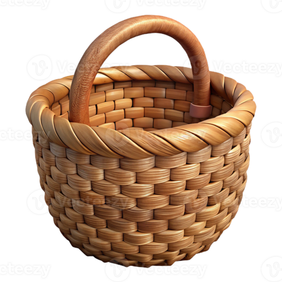 serene creative Woven Basket Rustic Style Brown Tone Transparent Background high resolution png
