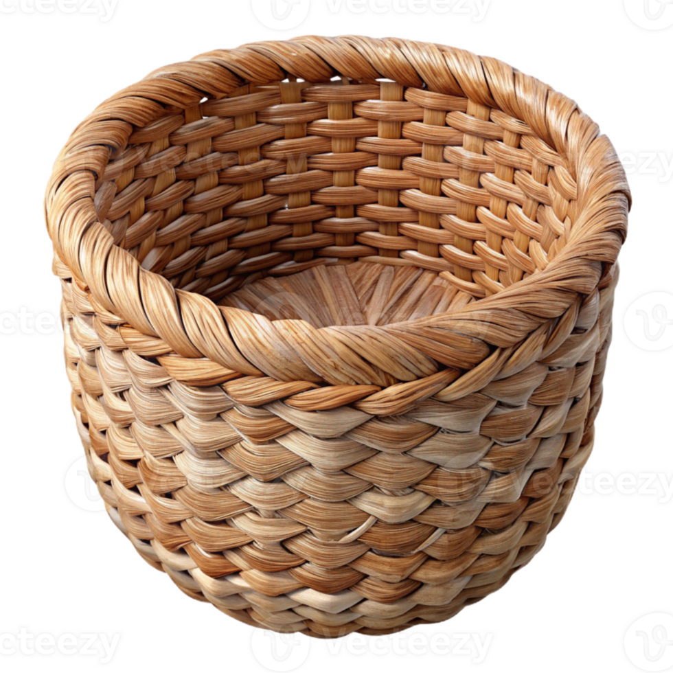 extraordinary artistic Woven Basket Round Shape Natural Fibers Transparent Background high resolution png