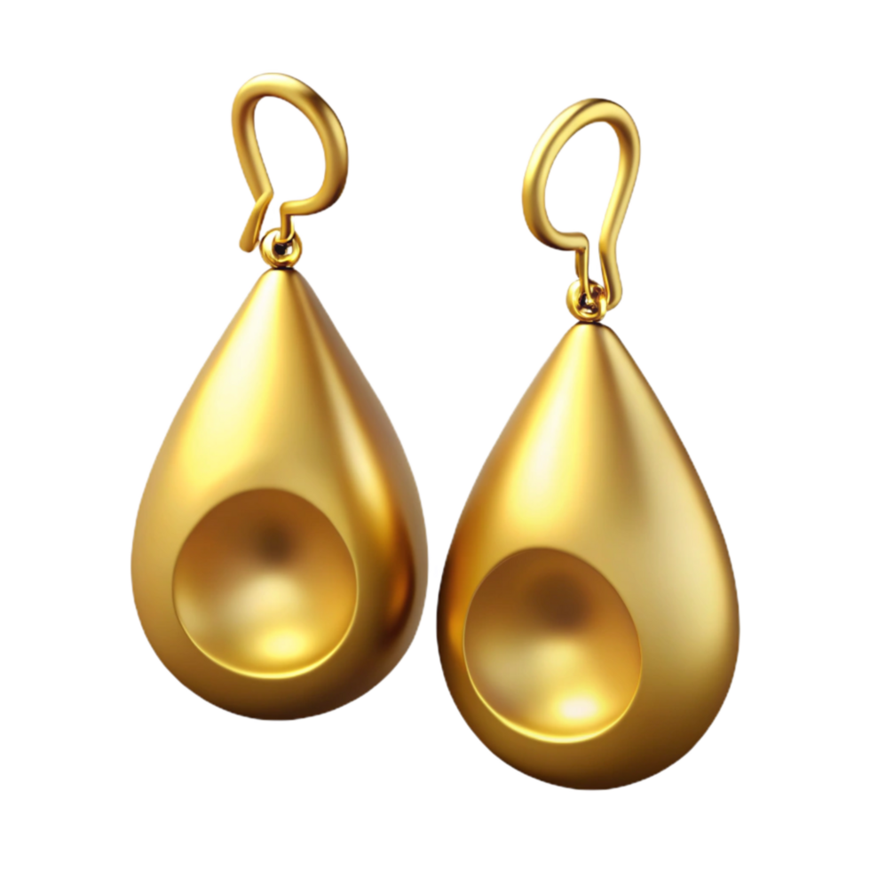 dramatic minimalist Gold Earrings Drop Style Cutout original png