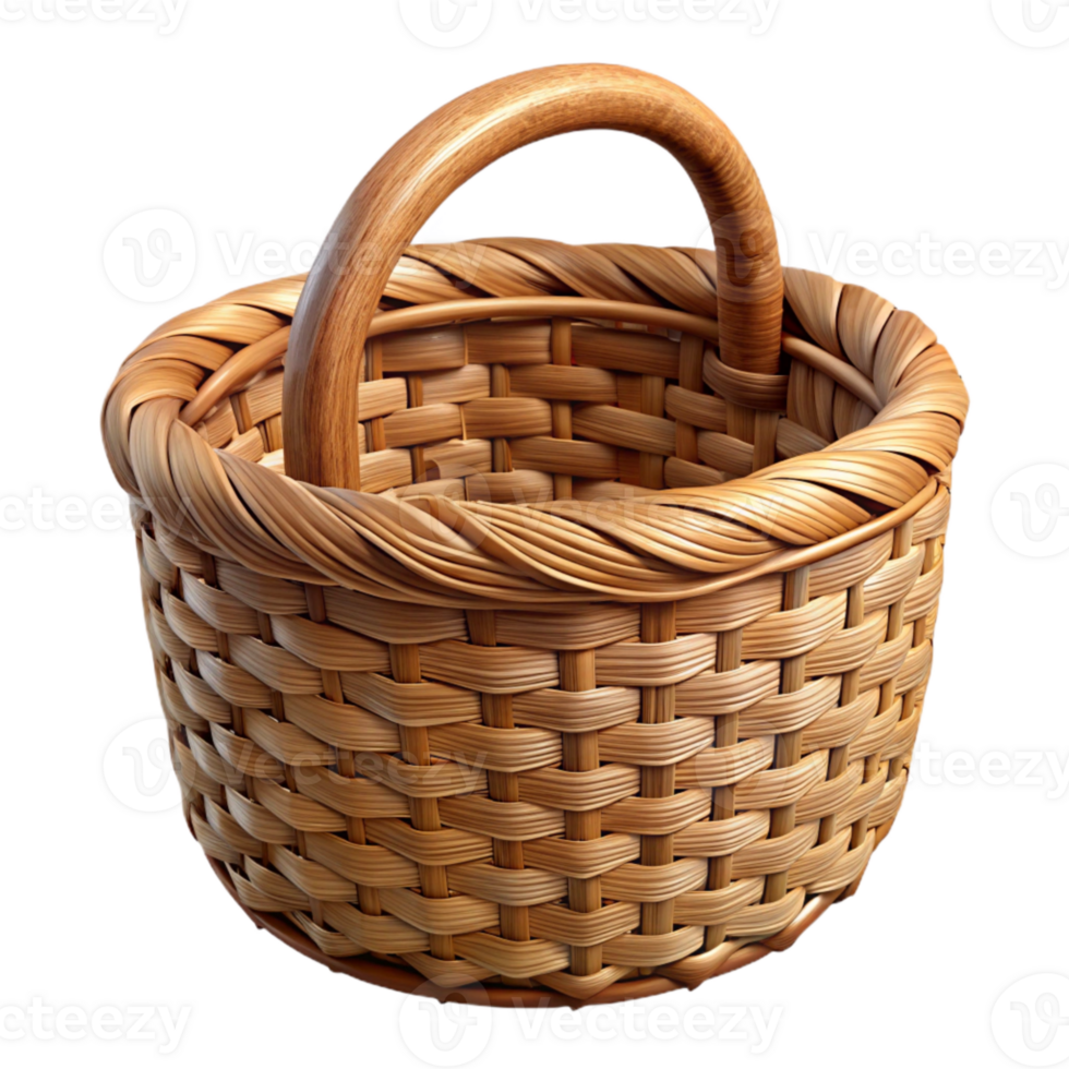 elegant abstract Woven Basket Rustic Wicker Design Transparent Background premium png