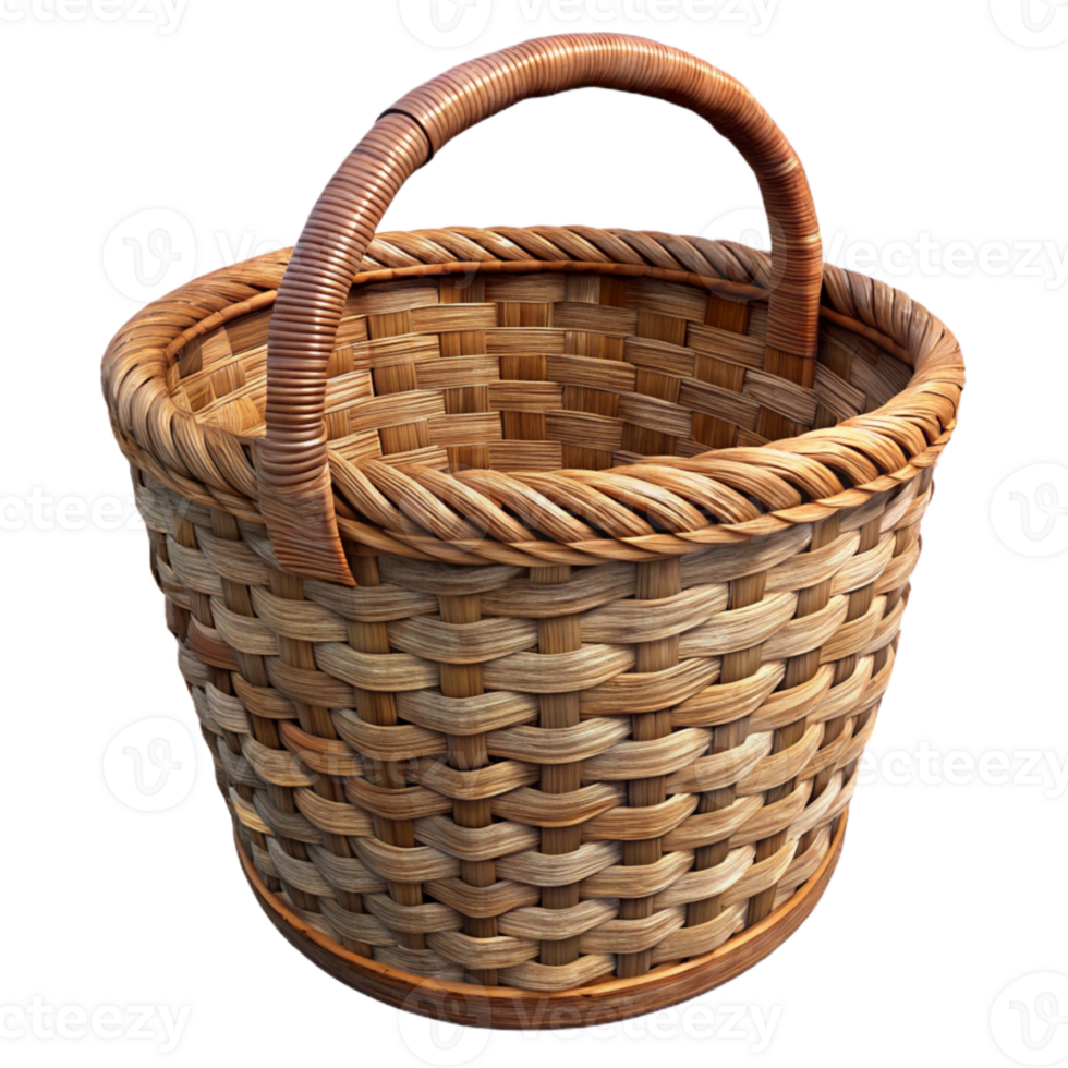 vibrant traditional Woven Basket Rustic Wicker Design Transparent Background high quality png