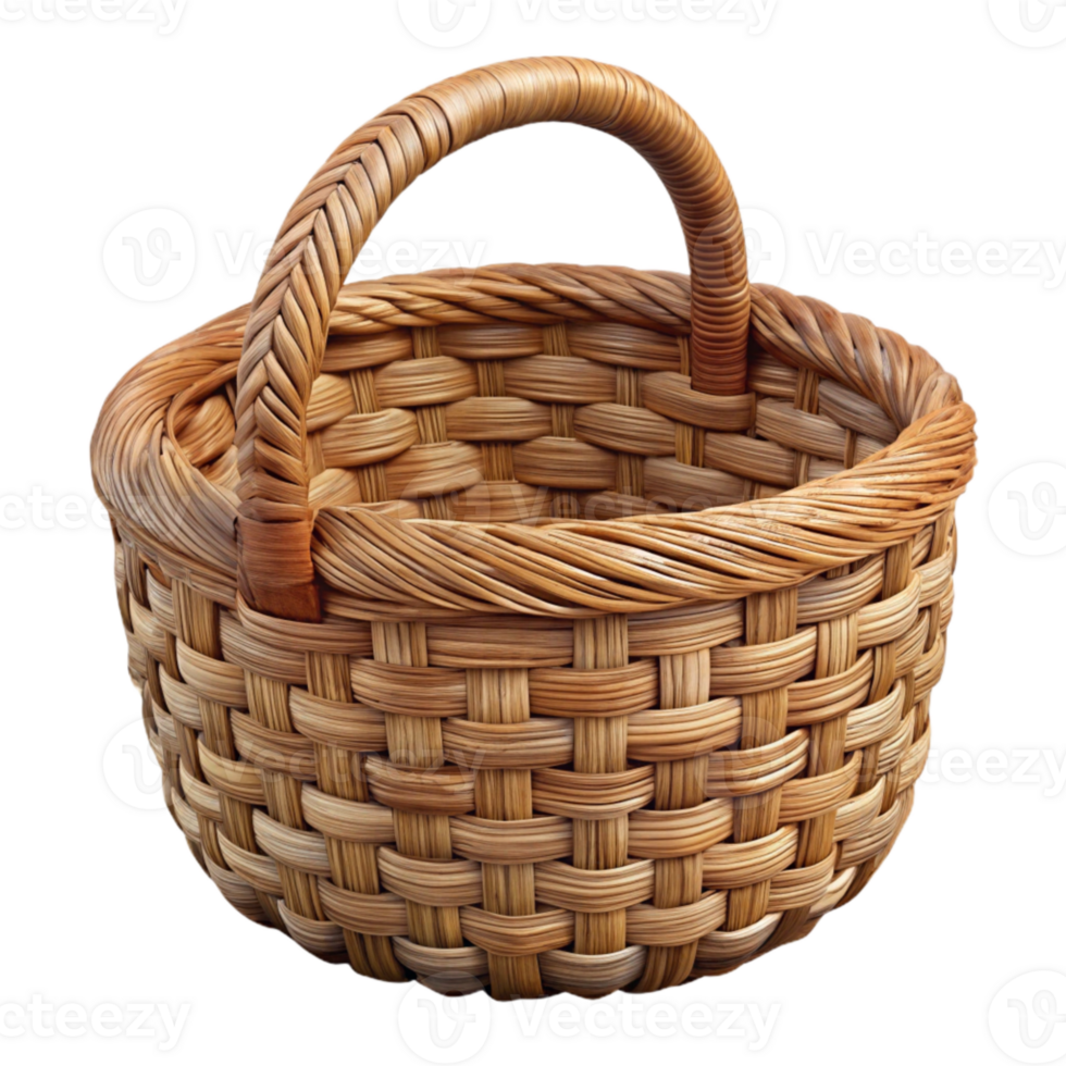 magnificent contemporary Woven Basket Rustic Wicker Design Transparent Background premium png