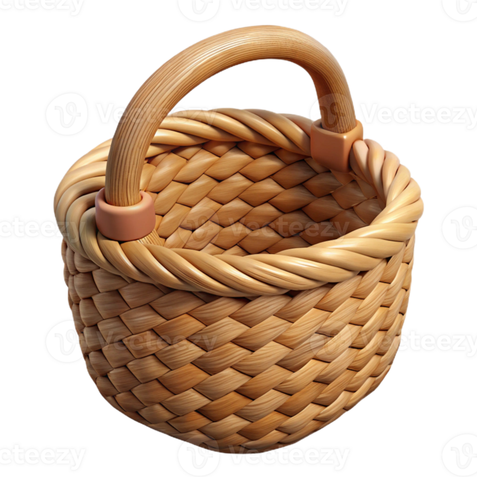 serene artistic Woven Basket with Handles Isolated Element premium png