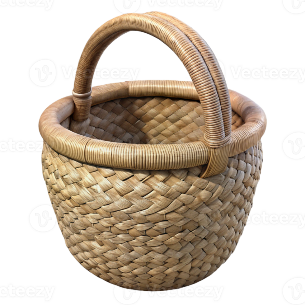 vibrant traditional Woven Basket with Handles Isolated Element high quality png