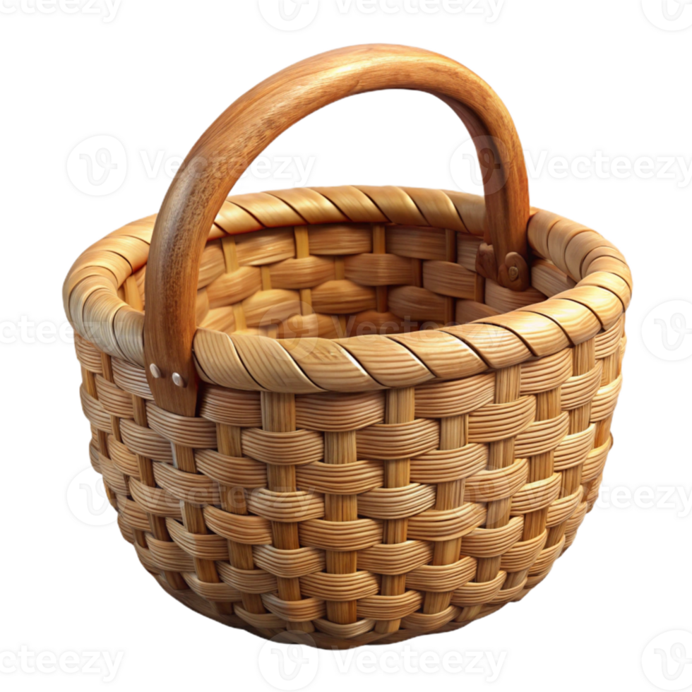 dramatic artistic Woven Basket with Handles Isolated Element png