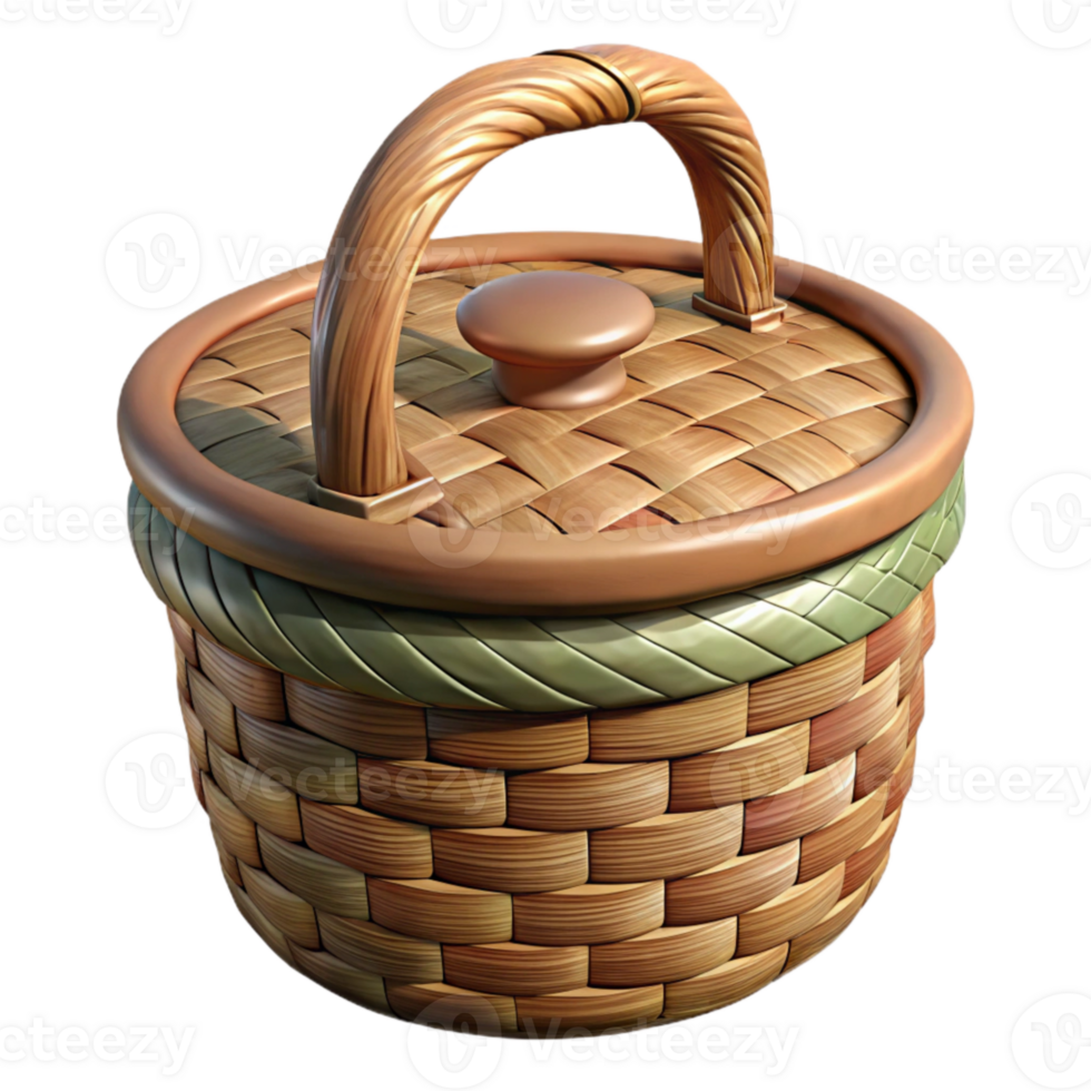 elegant modern Woven Basket with Lid and Handle Cutout exclusive png
