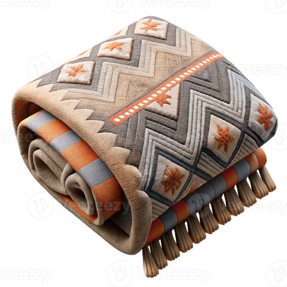 beautiful traditional Woven Blanket with Geometric Pattern Transparent Background exclusive png