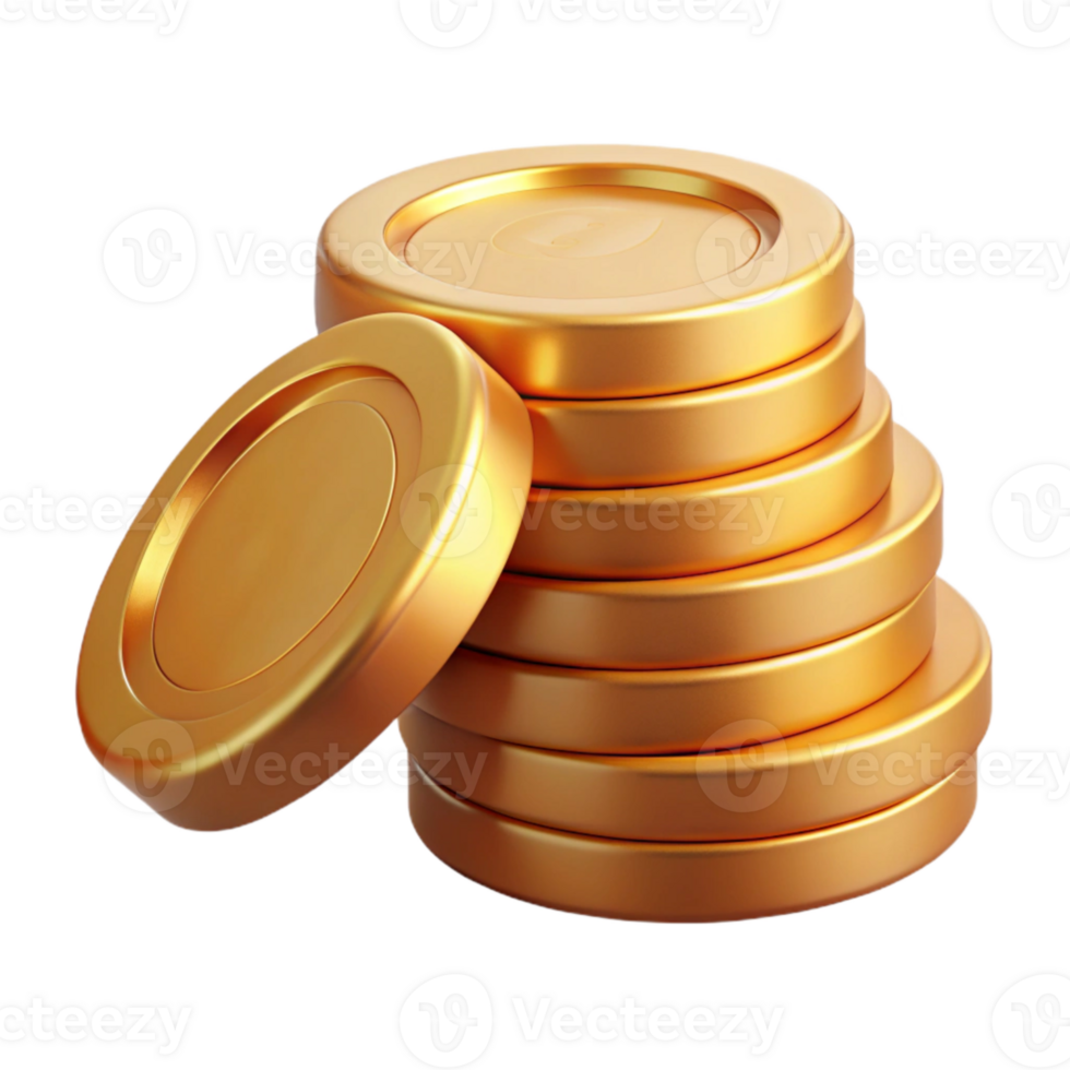 vibrant creative Golden Coin Stack Isolated Transparent Background high quality png
