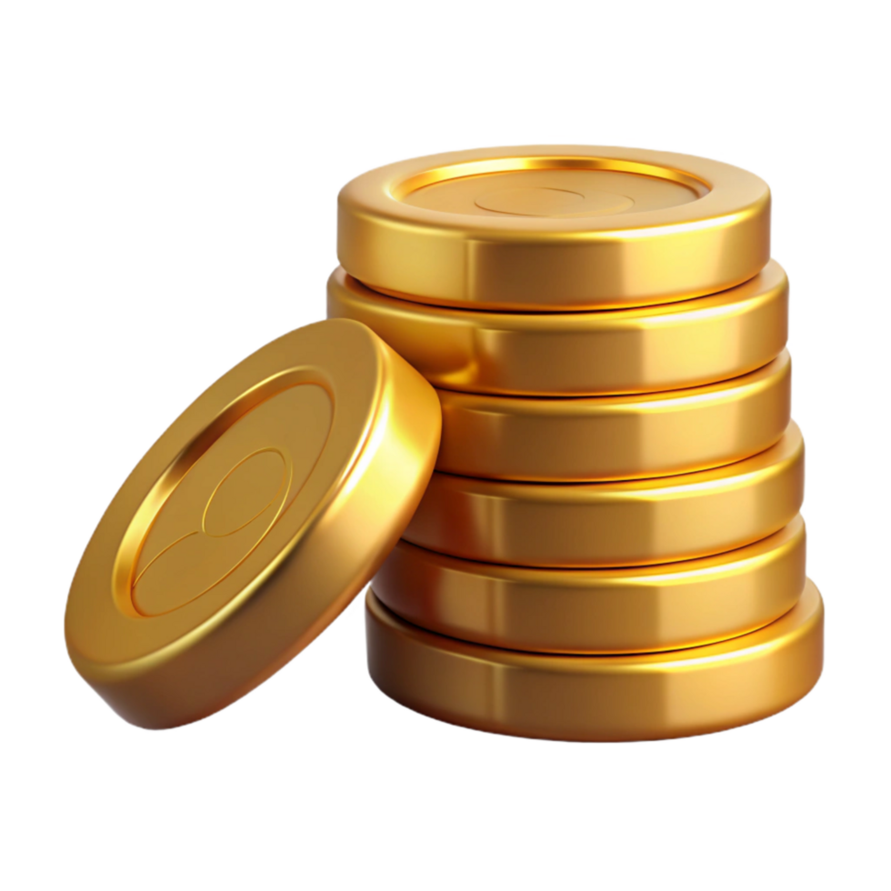 wonderful modern Golden Coin Stack with Shadow Detail Transparent original png