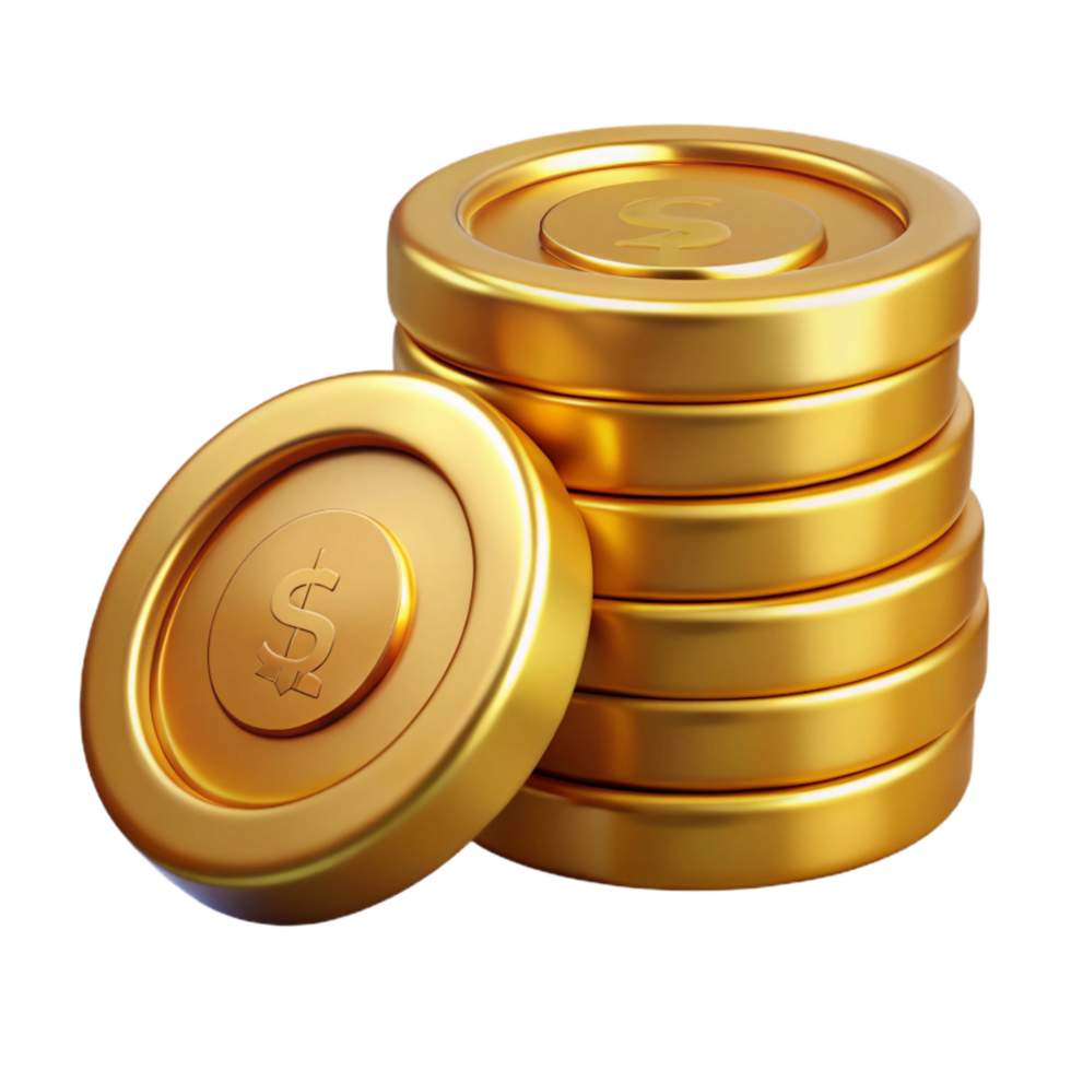stunning creative Golden Coin Stack Isolated Transparent Background original png