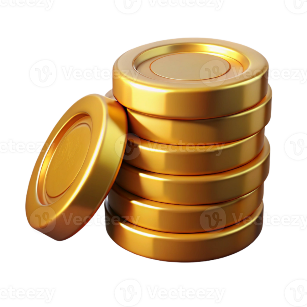 extraordinary abstract Golden Coin Stack with Shadow Detail Transparent professional png