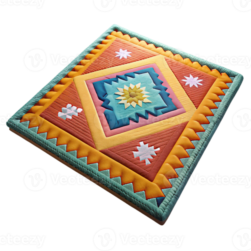 serene vintage Woven Rug Geometric Pattern Earth Tones Transparent Background exclusive png