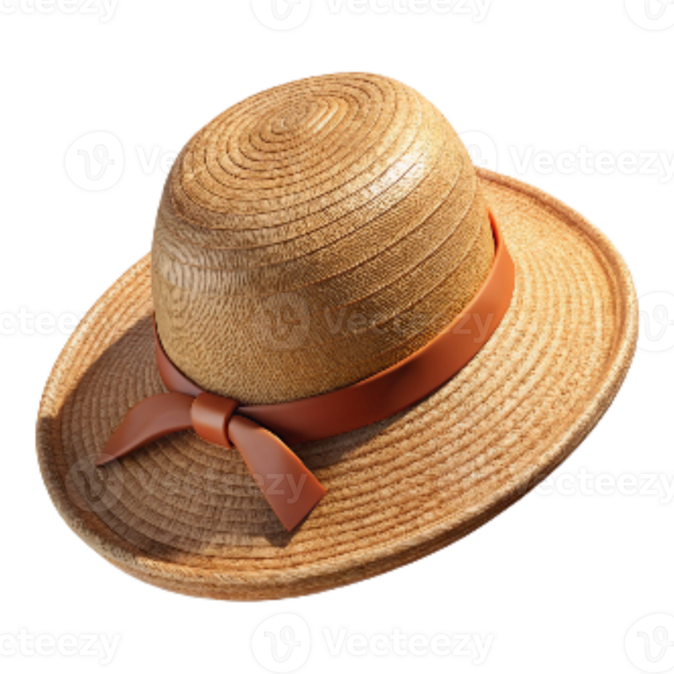 magnificent rustic Woven Straw Hat with Wide Brim Cutout detailed png