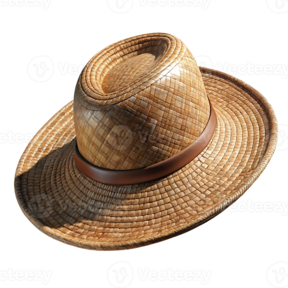vibrant rustic Woven Straw Hat with Wide Brim Cutout premium png
