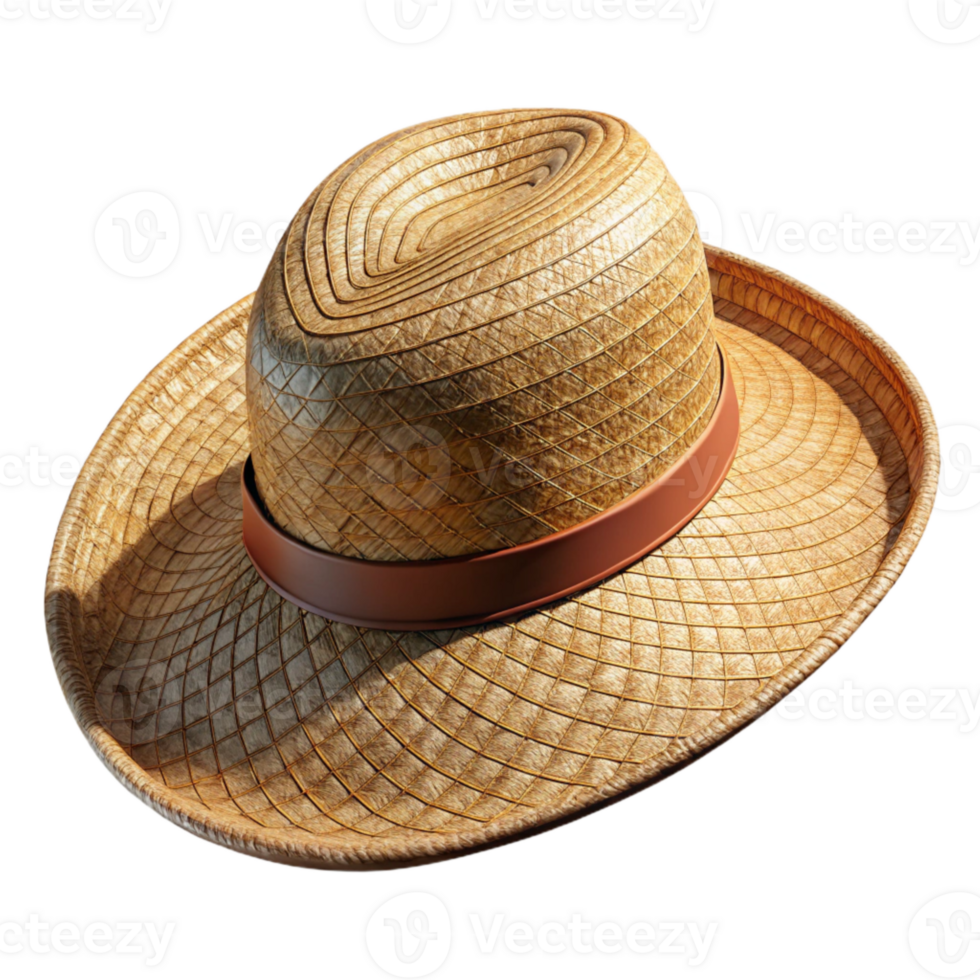 beautiful minimalist Woven Straw Hat with Wide Brim Cutout png