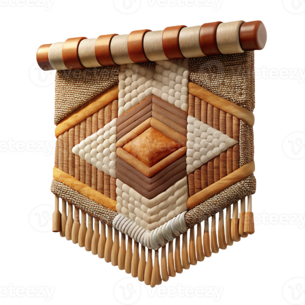 stunning vintage Woven Tapestry Geometric Pattern Earth Tones Transparent Background genuine png