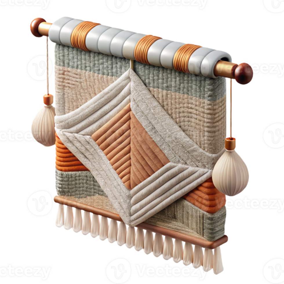 vibrant traditional Woven Tapestry with Abstract Pattern Transparent Background detailed png