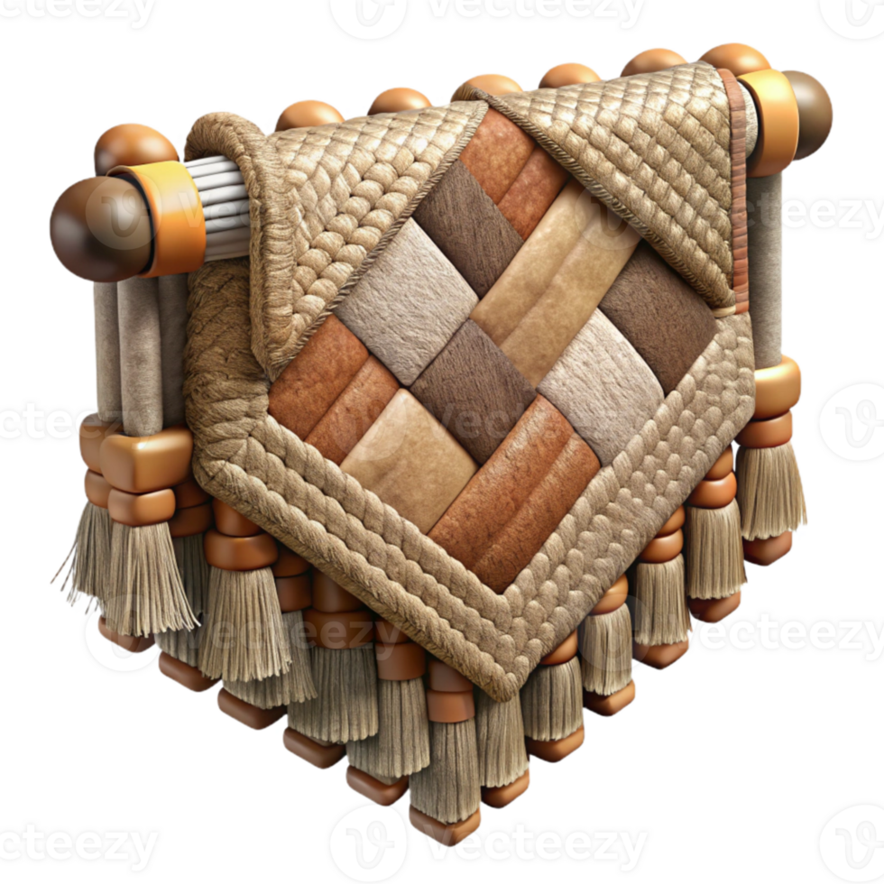 beautiful artistic Woven Tapestry Geometric Pattern Earth Tones Transparent Background png