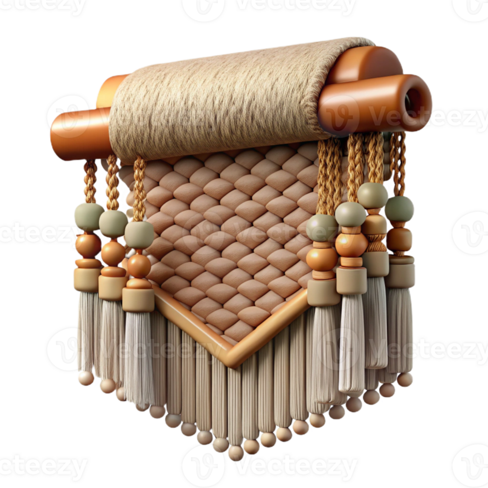 magnificent traditional Woven Wall Hanging with Fringe Detail Transparent Background detailed png