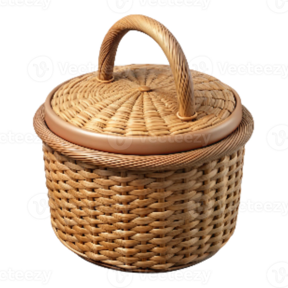 impressive contemporary Woven Wicker Basket with Lid Isolated high resolution png