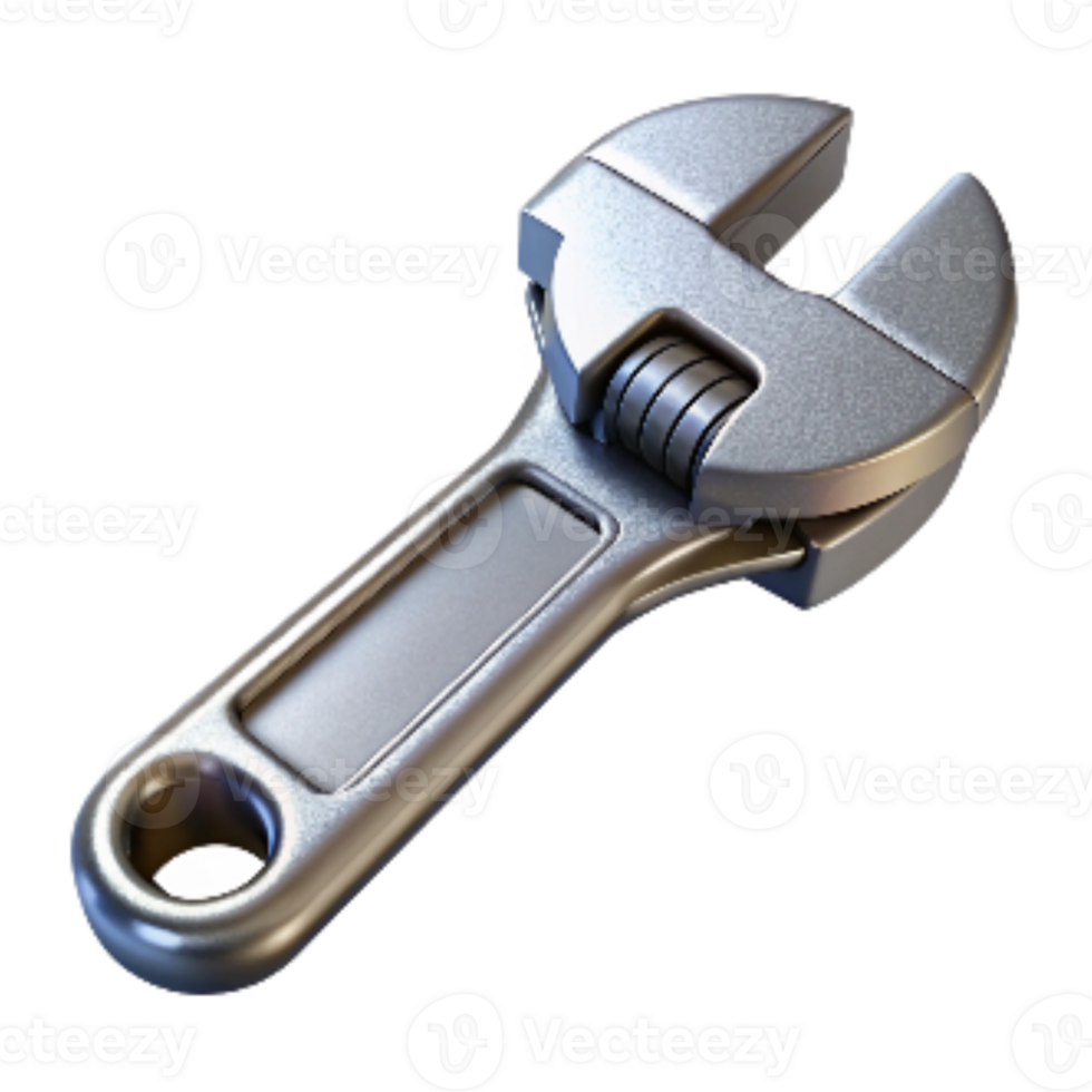 beautiful rustic Wrench Adjustable Chrome Finish Isolated authentic png
