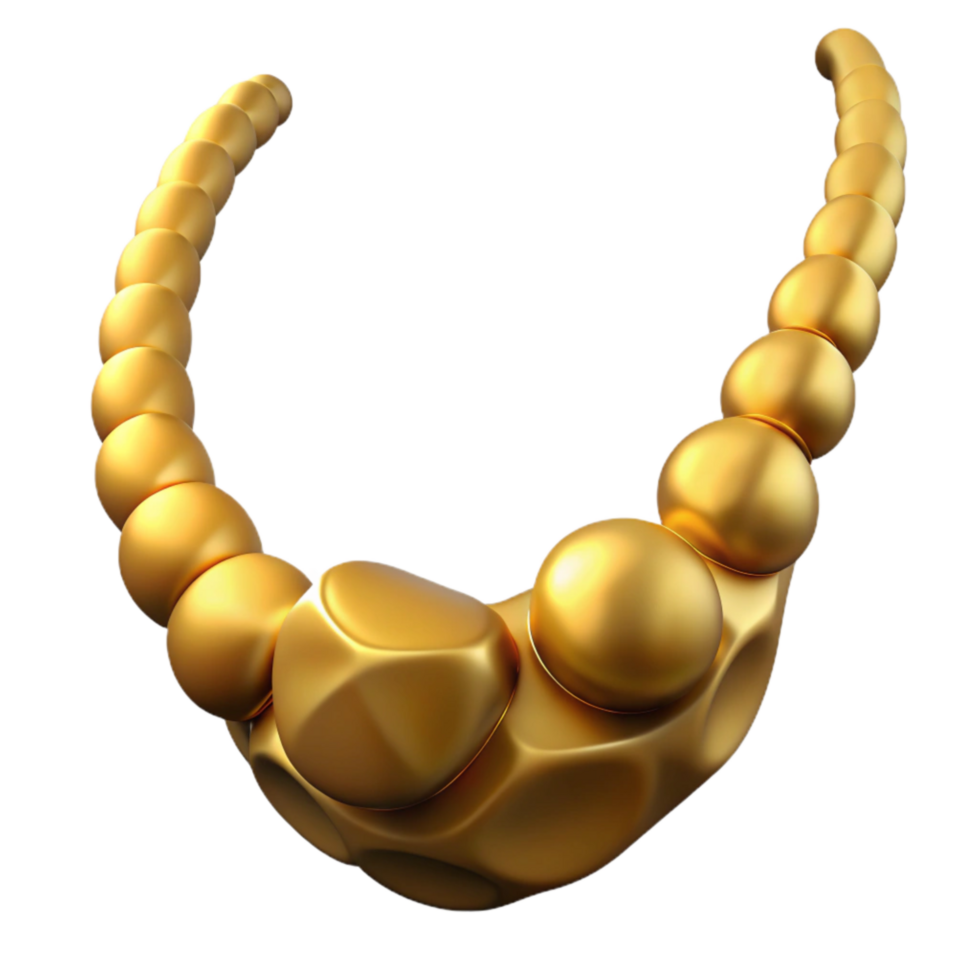 magnificent abstract Gold Necklace Close Up Transparent Background premium png