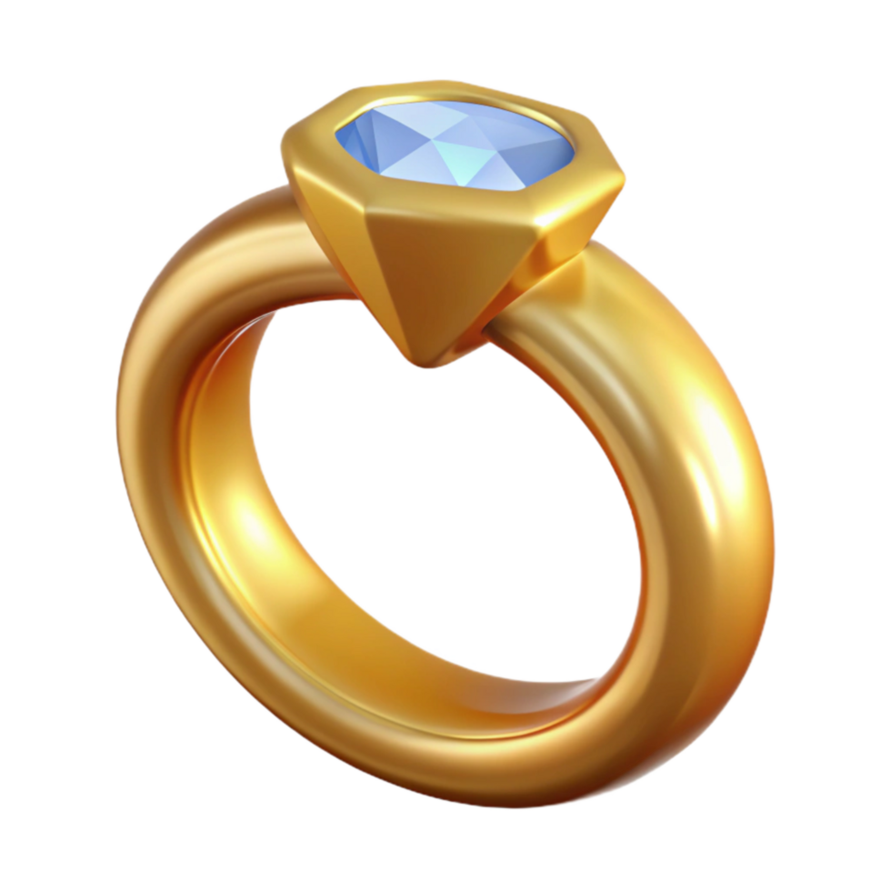 serene abstract Gold Ring with Diamond Cutout detailed png