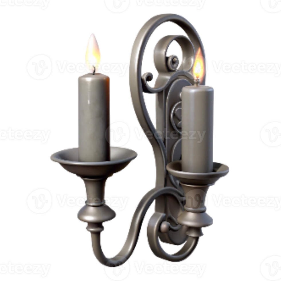stunning vintage Wrought Iron Candle Sconce with Scroll Design Cutout high resolution png