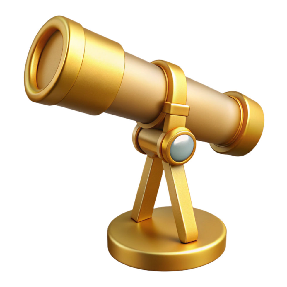 vibrant creative Gold Telescope Side View Transparent Background professional png