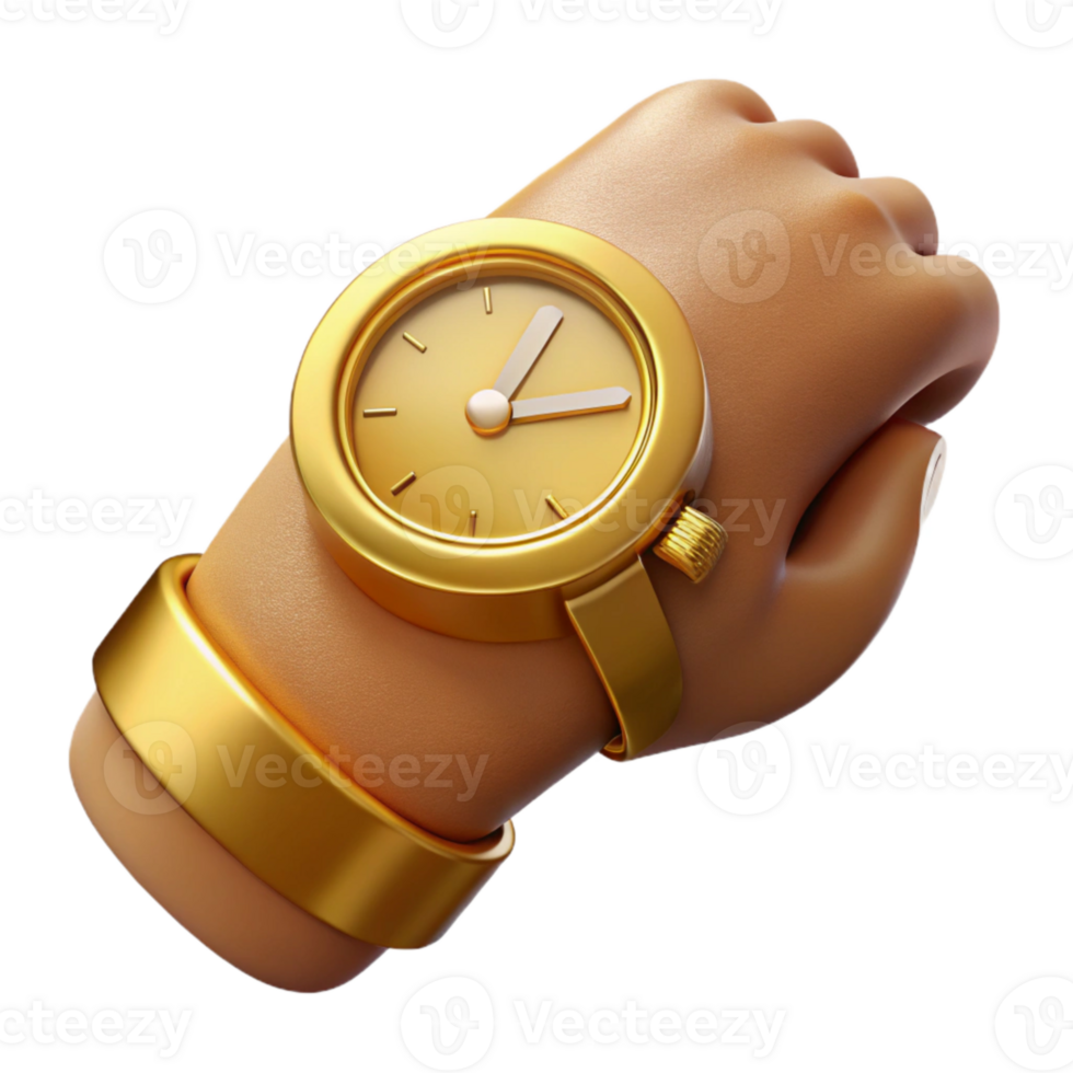 dramatic rustic Gold Watch on Wrist Close Up Isolated original png