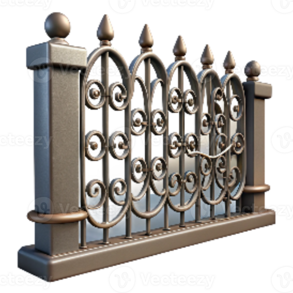 dramatic traditional Wrought Iron Fence Section Cutout exclusive png